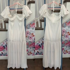 Free People White Gauzy Midi Dress
